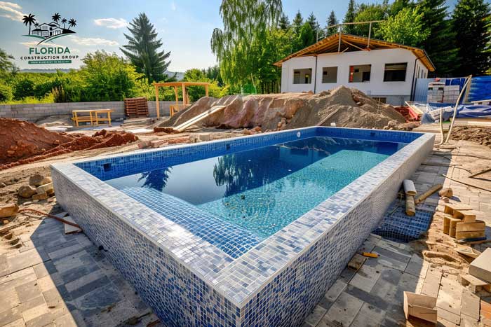 Custom-built backyard swimming pool in South Florida